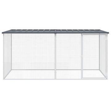 Coteț pui cu acoperiș, antracit, 203x98x90 cm, oțel galvanizat - Img 3
