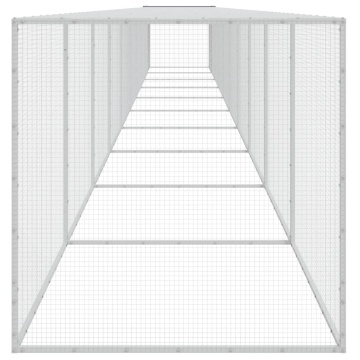 Coteț pui cu acoperiș gri deschis 1003x98x90 cm oțel galvanizat - Img 4