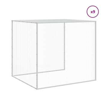 Coteț pui cu acoperiș gri deschis 1003x98x90 cm oțel galvanizat - Img 6