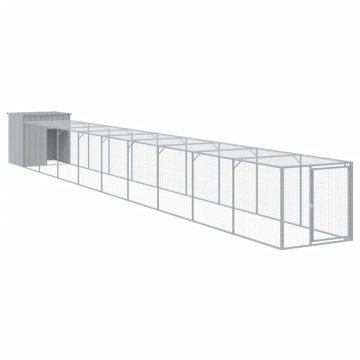 Coteț pui cu incintă gri deschis 110x1017x110cm oțel galvanizat - Img 2