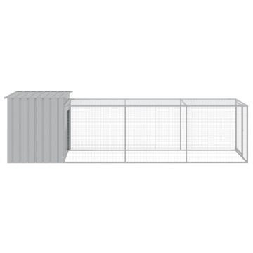 Coteț pui cu incintă gri deschis 110x405x110 cm oțel galvanizat - Img 4
