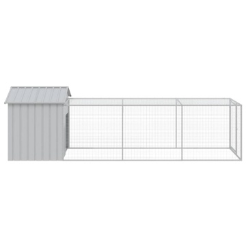 Coteț pui cu incintă gri deschis 117x405x123 cm oțel galvanizat - Img 4
