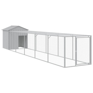 Coteț pui cu incintă gri deschis 117x609x123 cm oțel galvanizat - Img 2