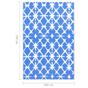 Covor de exterior, albastru/alb, 160x230 cm, PP - Img 6