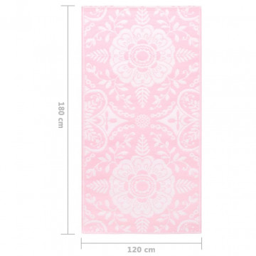 Covor de exterior, roz, 120x180 cm, PP - Img 6