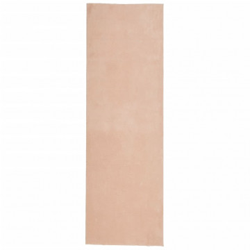 Covor HUARTE, fir scurt, moale și lavabil, roz pudră, 80x250 cm - Img 2