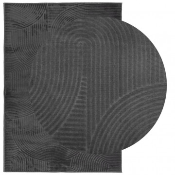 Covor "IZA" aspect scandinav cu fire scurte, antracit,120x170cm - Img 3