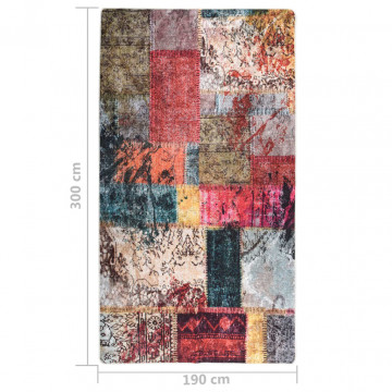 Covor lavabil, mozaic multicolor, 190x300 cm, antiderapant - Img 4