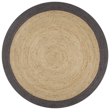 Covor manual cu margine gri închis, 150 cm, iută - Img 1