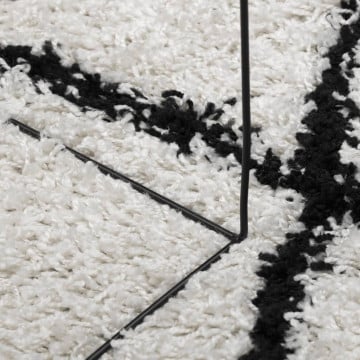 Covor pufos cu fire înalte, crem și negru modern, 160x230 cm - Img 7