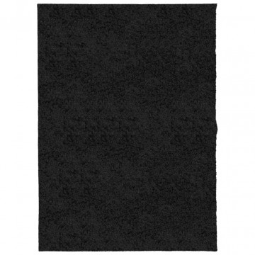 Covor pufos "PAMPLONA" cu fire înalte, negru modern, 140x200 cm - Img 2