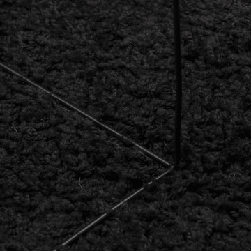 Covor pufos "PAMPLONA" cu fire înalte, negru modern, 80x250 cm - Img 7