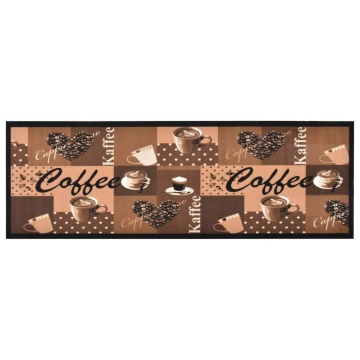 Covoraș bucătărie, lavabil, maro model cafea, 45x150 cm - Img 1