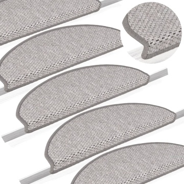 Covoraș scări autoadeziv 15 buc platină 65x21x4 cm aspect sisal - Img 1
