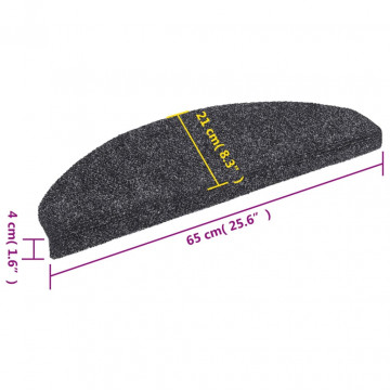 Covorașe scări autoadezive 10 buc. gri închis 65x21x4 cm punch - Img 7
