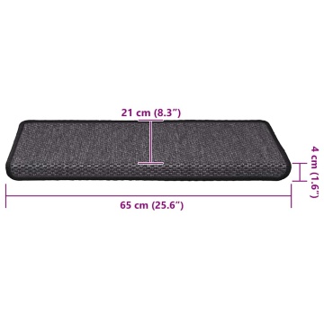Covorașe scări autoadezive, 15 buc. antracit 65x21x4 cm sisal - Img 8