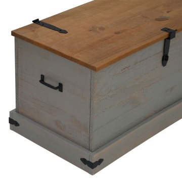 Cufă de depozitare HALDEN gri 91x48x47 cm lemn masiv de pin - Img 7