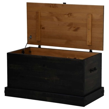 Cufă de depozitare HALDEN Negru 91x48x47 cm Lemn masiv de pin - Img 5