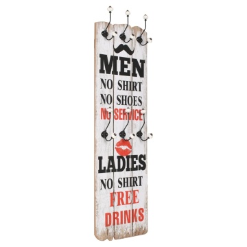 Cuier de perete cu 6 cârlige MEN LADIES, 120 x 40 cm - Img 1