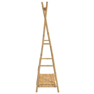 Cuier pentru haine cu raft, 102x50x190 cm, bambus - Img 5