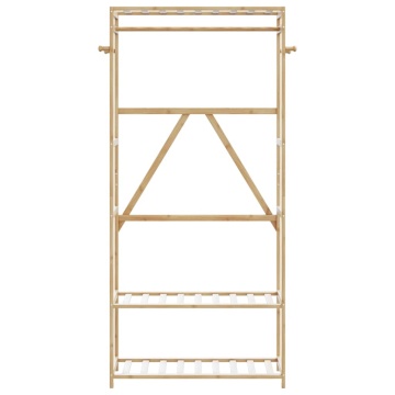 Cuier pentru haine cu rafturi, 80x40x175 cm, bambus - Img 3