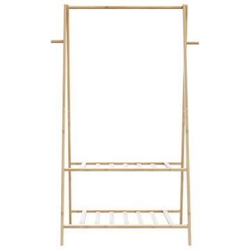 Cuier pentru haine cu rafturi, 96x45,5x150,5 cm, bambus - Img 4