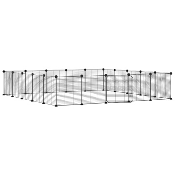 Cușcă animale de companie cu ușă 20 panouri negru 35x35 cm oțel - Img 2
