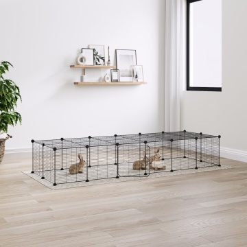 Cușcă animale de companie cu ușă 28 panouri negru 35x35 cm oțel - Img 1