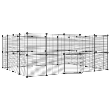 Cușcă animale de companie cu ușă 36 panouri negru 35x35 cm oțel - Img 2