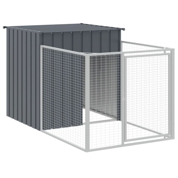 Cușcă câine cu țarc antracit 110x201x110 cm oțel galvanizat - Img 2