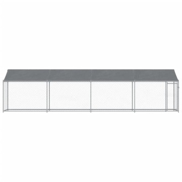 Cușcă câini cu acoperiș și uși, gri, 8x2x2 m, oțel galvanizat - Img 4