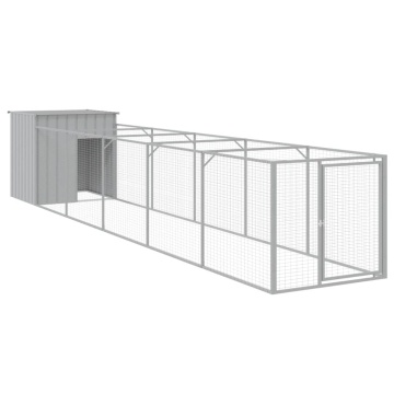 Cușcă de câine & țarc gri deschis 110x609x110cm oțel galvanizat - Img 2