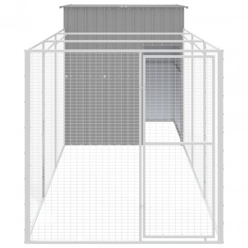 Cușcă de câine & țarc gri deschis 165x455x181cm oțel galvanizat - Img 3