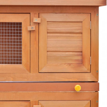 Cușcă de exterior iepuri cușcă adăpost animale mici, 4 uși, lemn - Img 4