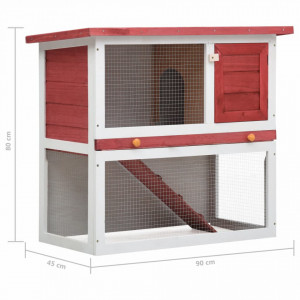 Cușcă de iepuri pentru exterior, 1 ușă, roșu, lemn - Img 6