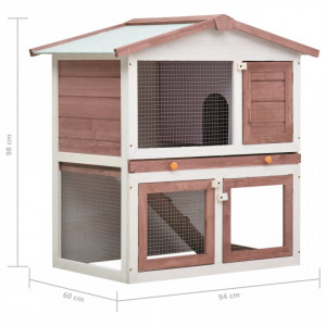 Cușcă de iepuri pentru exterior, 3 uși, maro, lemn - Img 6