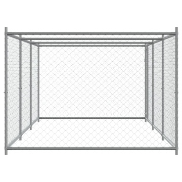 Cușcă pentru câini cu ușă, gri, 6x2x1,5 m, oțel galvanizat - Img 8
