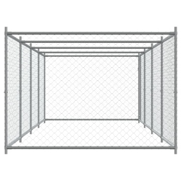 Cușcă pentru câini cu ușă, gri, 8x2x1,5 m, oțel galvanizat - Img 8