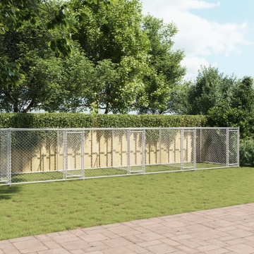 Cușcă pentru câini cu uși, gri, 10x2x1,5 m, oțel galvanizat - Img 3