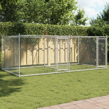 Cușcă pentru câini cu uși, gri, 4x2x1,5 m, oțel galvanizat - Img 1