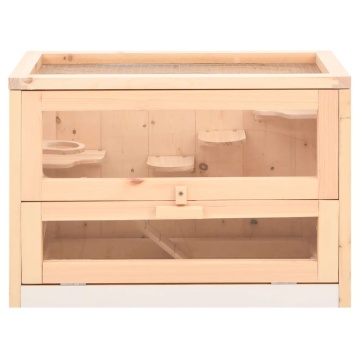 Cușcă pentru hamsteri, 60x35,5x42 cm, lemn masiv de brad - Img 4