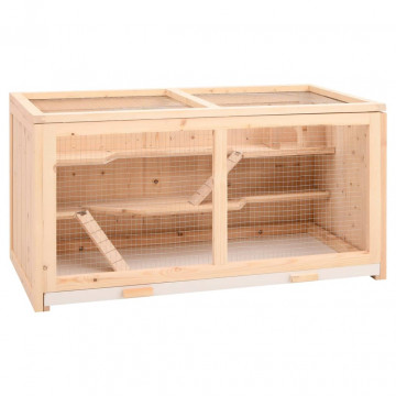 Cușcă pentru hamsteri, 89,5x45x45 cm, lemn masiv de brad - Img 1