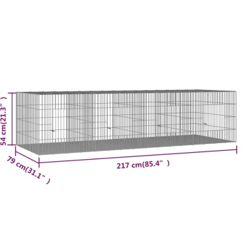 Cușcă pentru iepuri, 4 panouri, 217x79x54 cm, fier galvanizat - Img 6