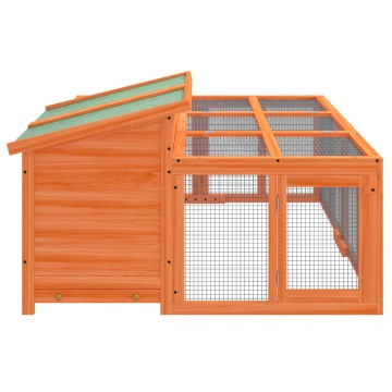 Cușcă pentru iepuri maro 144x123x67,5 cm din lemn masiv de pin - Img 7