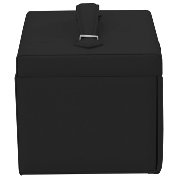 Cutie de bijuterii cu 4 straturi cu oglindă încuiată neagră - Img 6
