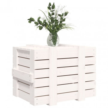 Cutie de depozitare, alb, 58x40,5x42 cm, lemn masiv de pin - Img 4