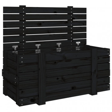 Cutie de depozitare, negru, 91x40,5x42 cm, lemn masiv de pin - Img 2