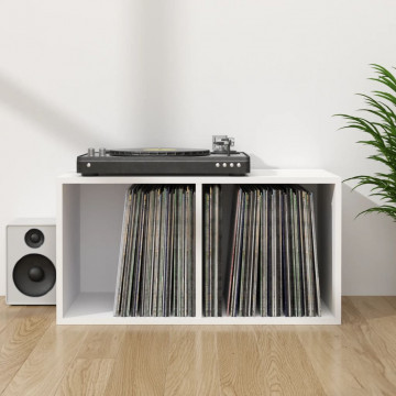 Cutie de depozitare viniluri, alb, 71x34x36 cm, lemn compozit - Img 1