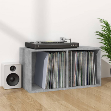 Cutie de depozitare viniluri, gri, 71x34x36 cm, lemn compozit - Img 1