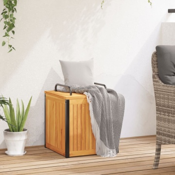 Cutie de perne de exterior 45x45x45/53cm lemn masiv acacia/oțel - Img 3